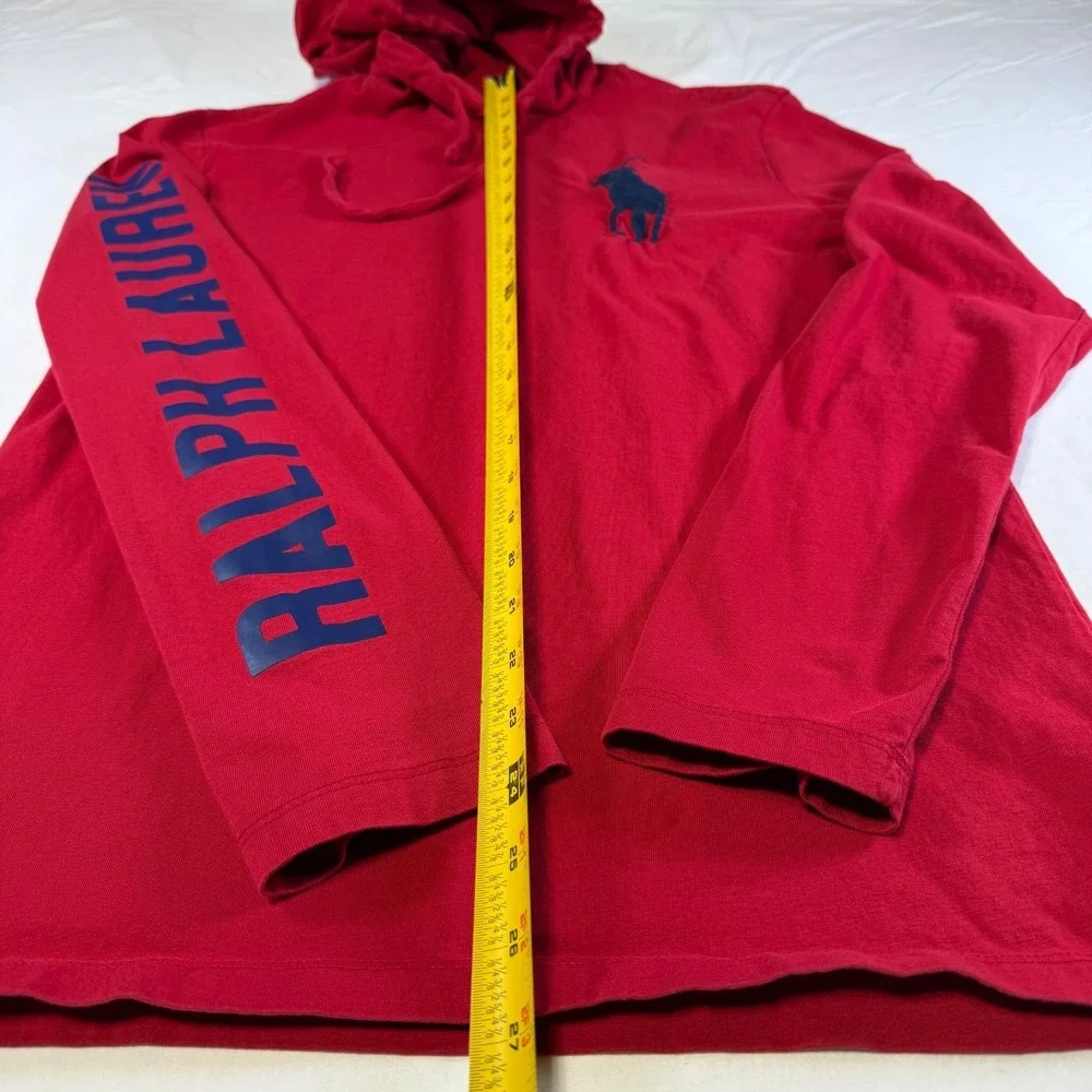 Polo‎ Ralph Lauren Hoodie Big Pony Logo 1967 American Flag Red Pullover Small